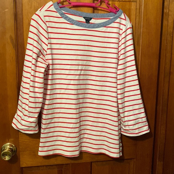 Nautica brand  red striped top soft material - Picture 2 of 4
